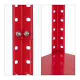Relaxdays Étagère Charge Lourde, Max. 160 kg, 4 Niveaux, HxLxP:147,5x75,5x30,5 cm, Cave & Garage, Rangement métal, Rouge