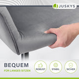 Juskys Ensemble de 2 chaises de Salle à Manger Tarje, avec Dossier et accoudoirs, Pieds métalliques, revêtement en Velours, capacité de Charge de jusqu'à 110 kg, 2 chaises de Cuisine - Gris Clair