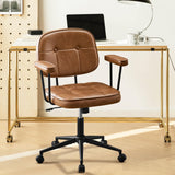 Hellove Chaise de Bureau avec roulettes, Fauteuil de Bureau en Cuir PU Hauteur Réglable, Siège Roulante Pivotante à Dossier pour Salon et Chambre à Coucher, Marron