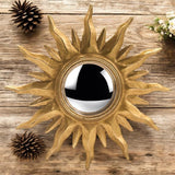 Générique Miroir Soleil Convexe Doré, Beaux Reliefs, Fabrication soignée 31 cm de Diamètre, Œil de Sorcière
