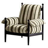 LMXRYPD Fauteuil Moderne en Lin Rayé, Petit Fauteuil Rembourré avec Pieds en Bois, pour Chambre et Lecture(Green)