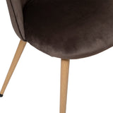 Chaise Slano - Taupe - Velours - Pieds métal Imitation hêtre - Atmosphera créateur d'intérieur
