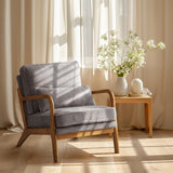 Bonnlo Fauteuil de Salon en Velours Côtelé, Chaise d'Appoint Relaxation avec Cadre en Bois, Siège Confortable pour Salon, Chambre, Terrasse, 65 x 80 x 78 cm (Gris Clair)