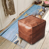 Baoblaze Housse de Pouf Marocain Non Rembourrée - Couverture de Pouf en Cuir PU Imperméable, pour Rangement et Déco Salon, Style Bohème, Siège de Sol et Repose-Pieds pour Chambre