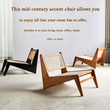 wanghaiyanBD Chaise d'appoint en rotin, design moderne du milieu du siècle, assise confortable pour chambres, balcons et terrasses, finition noyer