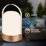 BRILONER - Lampe de table sans fil, variateur à 3 niveaux, fonction mémoire, ip44, câble de charge usb-c, salon à poser, lampe chevet, 14.5 x 13.5 x 24 cm, bronze métallique blanc