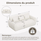 Vesgantti Canapé 3 Places 200 × 94 × 80 cm en Velours Côtelé, Canapé de Sol Rembourré avec 3 Coussins, sans Montage, Idéal pour Salon, Chambre et Bureau, Blanc