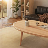 lcvtos Table Basse Moderne en Bois Massif, Petite Table à Thé Ovale avec Pieds Stables, Design Minimaliste, Plateau Épais en MDF avec Surface Résistante aux Rayures, pour Salon (Bois Naturel)