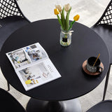 buybyroom Table à Manger Ronde Moderne scandinave - Petite Table Minimaliste pour Cuisine, Salle à Manger et Salon - Noir