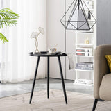 YOUDENOVA Table d'appoint, ronde, en métal, petite, basse, décorative, moderne, trépied en acier tubulaire, diamètre : 40,5 x 50 cm, pour salon, noire