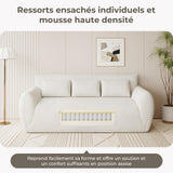 Vesgantti Canapé 3 Places 200 × 94 × 80 cm en Velours Côtelé, Canapé de Sol Rembourré avec 3 Coussins, sans Montage, Idéal pour Salon, Chambre et Bureau, Blanc
