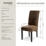 TecTake® Lot de 4 Chaises de Salle à Manger Moderne Chaise Ergonomique Confortable Chaise Design en Cuir synthétique Meuble Salon avec Pieds en Bois pour Salle à Manger, Salon, Coiffeuse, Chambre