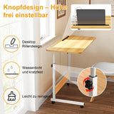 Rcynview 80 x 40 cm - Bureau pour ordinateur portable - Réglable en hauteur - Avec roulettes pivotantes - Pour chambre à coucher, bureau, lit, canapé, marron