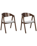 Lot de 2 Chaises de Cuisine Rétro Assise Rembourrée Teinte Bois Sombre et Gris Yuba