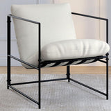 IDMarket - Fauteuil rembourré ULYSSE Structure métal et Coussin Blanc