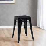 DUHOME Tabouret de Bar Industriel Chaise Salle à Manger Lot de 2 Tabouret Empilables Siège Bistrot Cadre en Métal pour Cuisine Restaurants (Noir, 46cm)