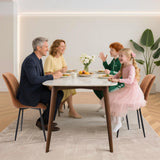 Lot de 2 Chaise Salle à Manger en vrai cuir,Chaise de cuisine Scandinave avec Siège rembourrée & Pieds en métal,Chaise à manger sans accoudoirs pour Salle à Manger,Cuisine,Salon(87X61X54CM,Brun)