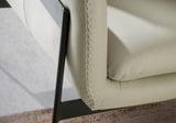 Angel Cerdá - Fauteuil en Peau de Vache Gris Perle - Design Moderne avec Structure en Acier Noir et Détails Dorés - Idéal pour les Salons, les Espaces Repas et les Espaces de Détente - 67 x 75 x 87 cm