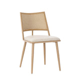 Merax Lot de 4 Chaises de Salle à Manger, Chaises de Cuisine avec Siège en Polyuréthane et Dossier en Rotin, Chaise Rembourrée pour Salle à Manger, Salon et Chambre à Coucher, Pieds en Métal, Beige