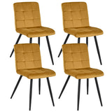 DUHOME Chaise Salle à Manger Lot de 4 Chaise Cuisine avec Dossier Tabouret Coiffeuse Velours Siège Capitonnée pour Salon Chambre Restaurant, Jaune