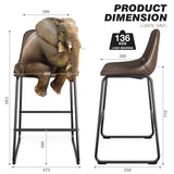 RFIVER Lot de 2 Tabouret de Bar, Chaise de Salle à Manger de Style Vintage Confortable avec Siège en Cuir PU et Base en Métal Robuste pour Cuisine Salon, Brun