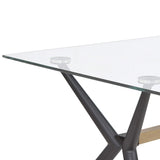 Table de Salle à Manger Design 140 x 80 cm Plateau en Verre de Sécurité et Pieds Métalliques Noirs pour Intérieur Moderne et Rétro Beliani