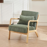 HOMIFAB Fauteuil en Bois et Velours côtelé Vert - Lanna