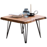 FineBuy Table Basse Bois Massif Sheesham Table de Salon 56 x 38 x 51 cm | Table d'appoint Style Maison de Campagne | Meubles en Bois Naturel Table de Sofa avec des Jambes en métal
