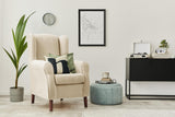 Sueños ZZZ Carla Fauteuil à oreilles tapissé en tissu anti-taches Couleur beige 104 x 77 x 75 cm Idéal pour lire, regarder la télévision ou allaiter
