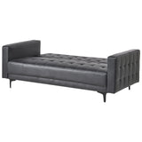 Canapé Convertible 3 Places en Cuir PU Noir Elégant Capitonnage Décoratif Aberdeen