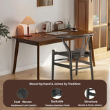 Tomile Wishbone Chaise en Y en bois massif et rotin naturel