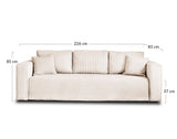BestMobilier - Canapé Convertible avec Coffre Topaze en Velours Côtelé - Canapé Lit - Sofa Beige 3 Places - Salon