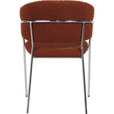 Lot de 2 chaises en Tissu bouclé Rouille et piètement chromé - Isya