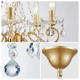 WUZUPS Chandelier Cristal Plafonnier Pendentif Flushmount Luminaire Moderne pour Chambre à Couloir Bar Cuisine Salle de Bain, H42 W43, Gold, Base E14