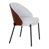 Canelas Dining Chair - Chaise de salle à manger en gris clair avec dossier marron foncé et pieds noirs - vendu par 2