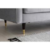 CONCEPT USINE - Canapé Nalha Gris Clair en Velours 3 Places - Revêtement en Velours 100% Polyester - avec Accoudoirs - 2 Longs Coussins Ronds Déhoussables - Largeur 199 cm - Résistant, Design Élégant