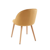 BAÏTA Lot de 2 chaises Macaron Velours Ocre Pieds hêtre Massif