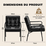 Hellove Fauteuil Salon en Métal, Fauteuil Design Rétro avec Pieds Métalliques Noirs, Chaise Simili Cuir PU avec Accoudoirs et Dossier Confortable Modern pour Salon Chambre, Noir