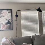 DESHOME Applique Murale avec Bras Articulé de Prise Noir 120cm Lampe Murale Industrielle Vintage Intérieur Longue Lumière Murale avec Câble et Interrupteur, pour Salon/Chevet/Bureau/Chambre d'Enfant