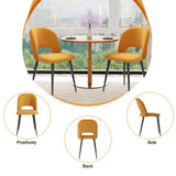 PIPIPOXER Lot de 2 chaises de Salle à Manger ou Salon, avec Dossier, Assise en Tissu Velours et Pieds en métal, pour Salle à Manger, Salon,Jaune