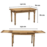 Biscottini Table à Manger Extensible 140x80x80 cm Made in Italy - Table Salle à Manger Extensible en Bois Massif - Table Bois Salle a Manger