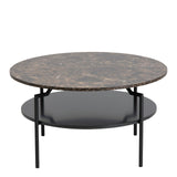 Furniture To Go Table Basse Ronde Goldington Marron avec Effet marbre