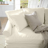 Loberon Larchwood Charmant canapé style maison de campagne, housses amovibles et lavables, rembourrage doux, avec six coussins, siège, canapé, bois de chêne, lin
