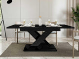 Bestmobilier - Table À Manger Buriti Rectangulaire en Bois Noir Laqué - Salle à Manger