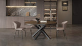 MOBILI FIVER, Table Ronde Extensible Emma, 120-160 cm, Noyer américain, avec Pieds Noirs croisés, pour 4-6 Personnes, Table Extensible pour Cuisine, Salon, Made in Italy
