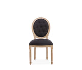 INTENSE DECO Lot de 6 chaises médaillon capitonnées Louis XVI Tissu Noir