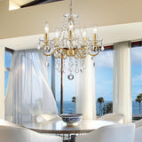 WUZUPS Chandelier Cristal Plafonnier Pendentif Flushmount Luminaire Moderne pour Chambre à Couloir Bar Cuisine Salle de Bain, H42 W43, Gold, Base E14