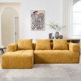 Sapgaks Canapé convertible pour 1 à 3 places, canapé modulaire, canapé d’angle avec poches latérales, tissu chenille, avec chaise longue et accoudoirs, coussins de siège inclus (Jaune + Chenille + 3