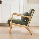 HOMIFAB Fauteuil en Bois et Velours côtelé Vert - Lanna