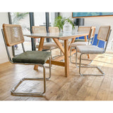 HOMIFAB Lot de 2 chaises en cannage Velours côtelé Vert Kaki et métal chromé - Muse